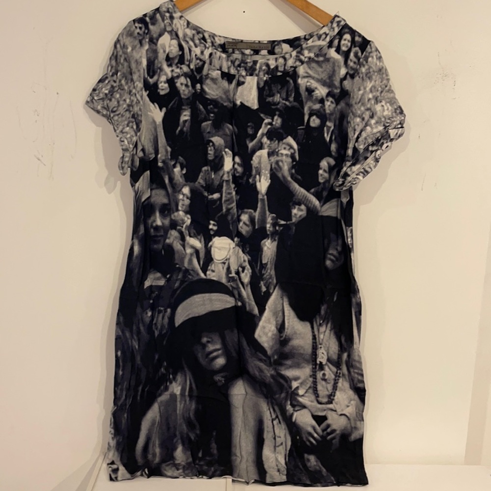 Zara black and white print mini dress